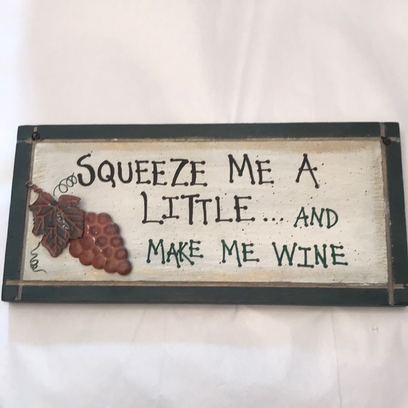 Squeeze Me A Little... And Make Me Wine Wall Decor, Green, Cream - Picture 1 of 4